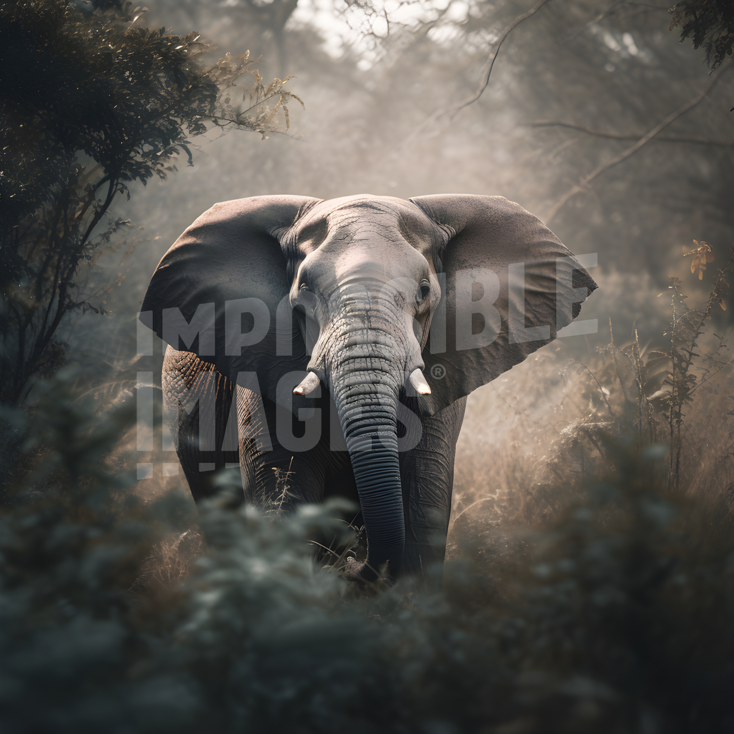 An elephant standing in the middle of a forest