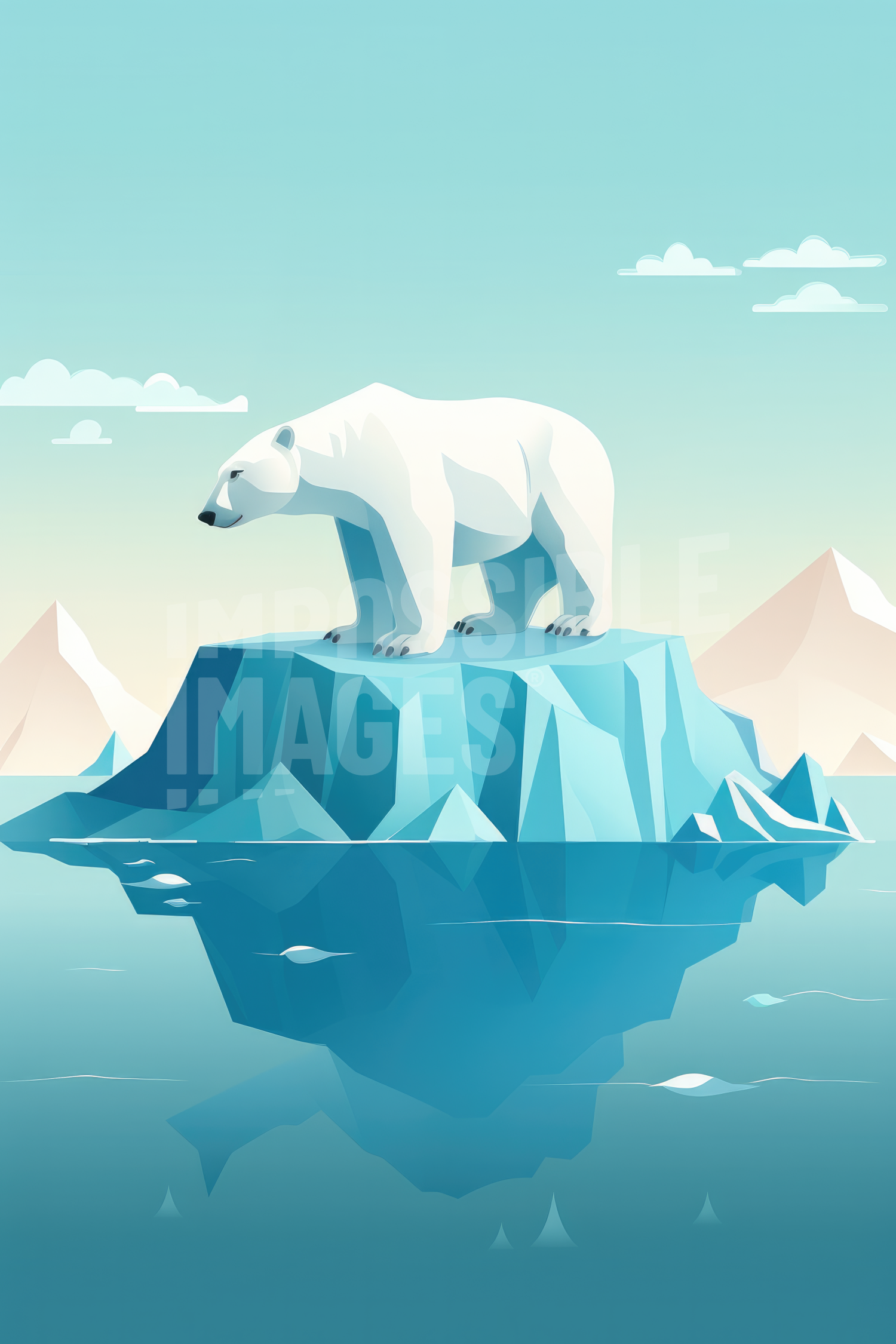Global warming polarbear illustration