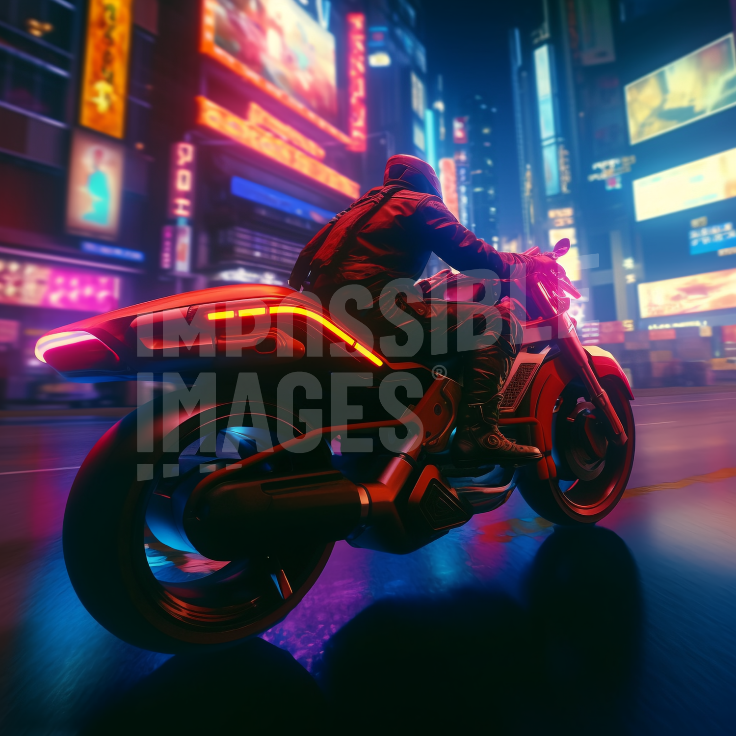 A person riding a motorcycle on a city street - 