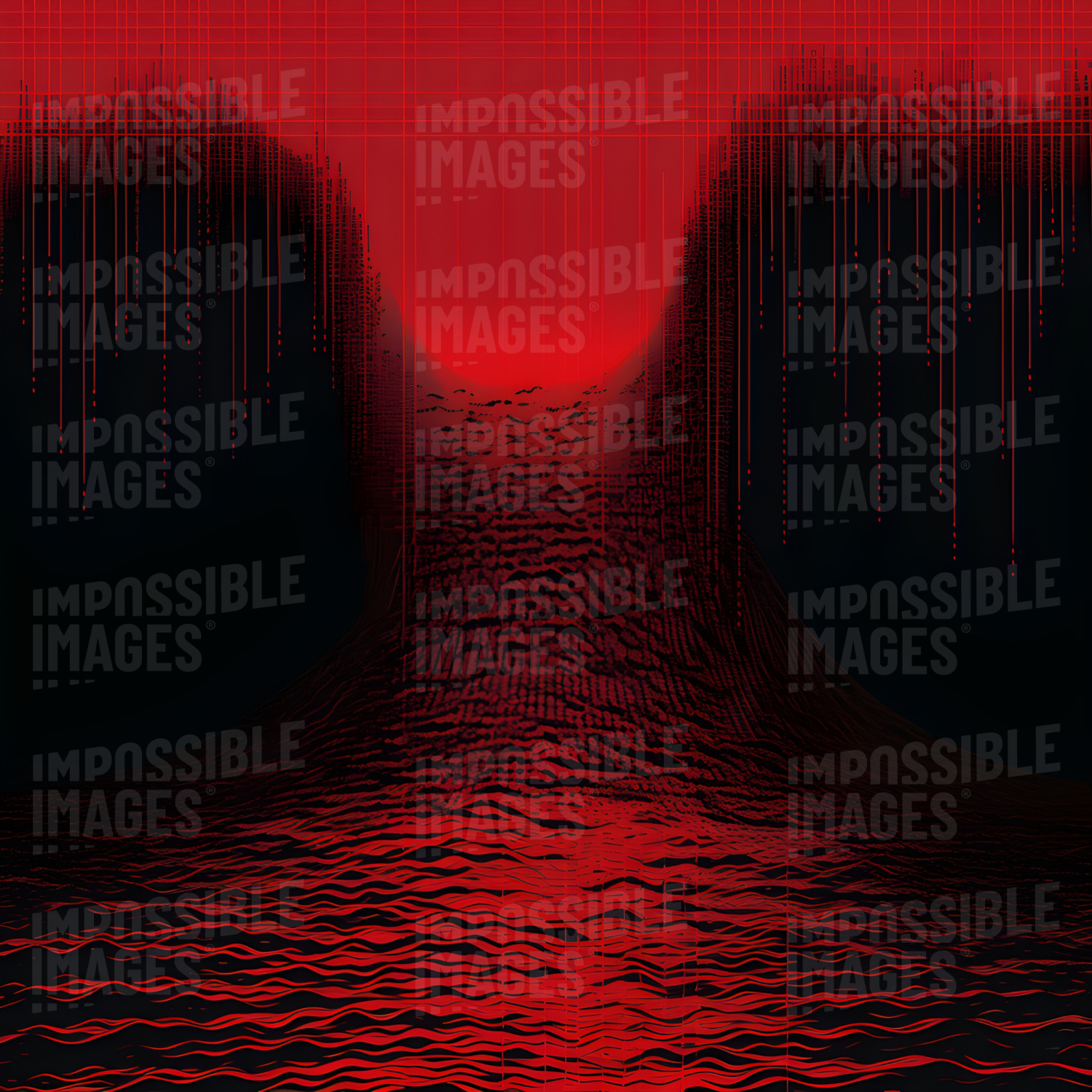 A red background of data and binary code - 