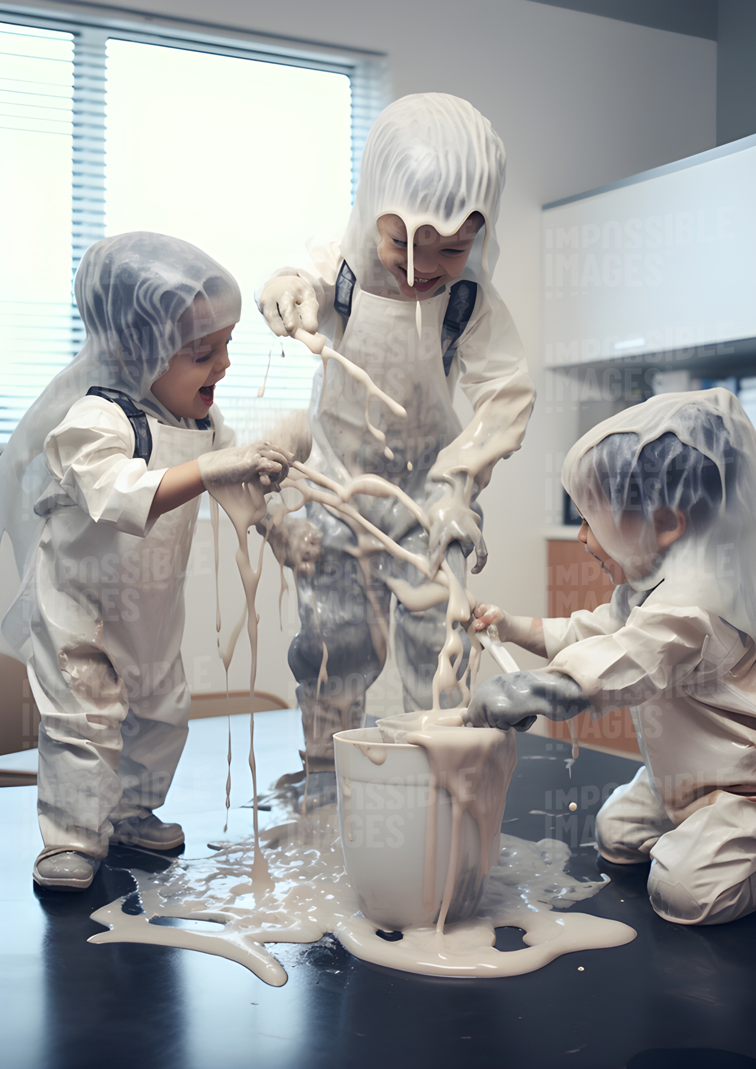 Children performing strange experiments
