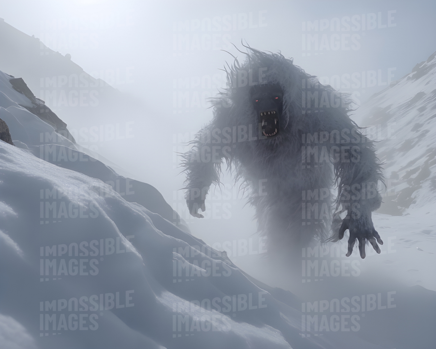 A yeti in a blizzard