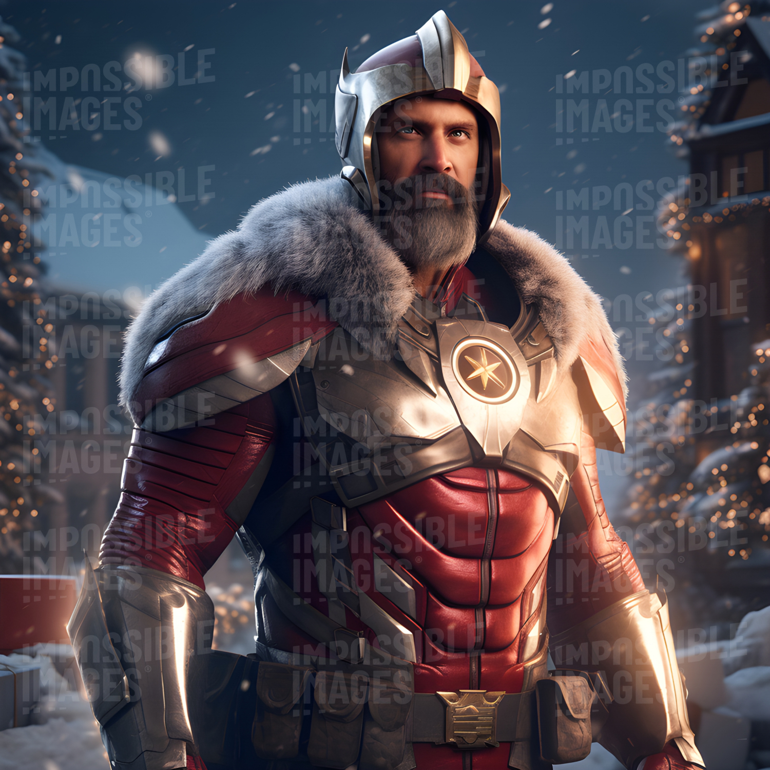 Captain Santa, a handsome rugged Christmas superhero