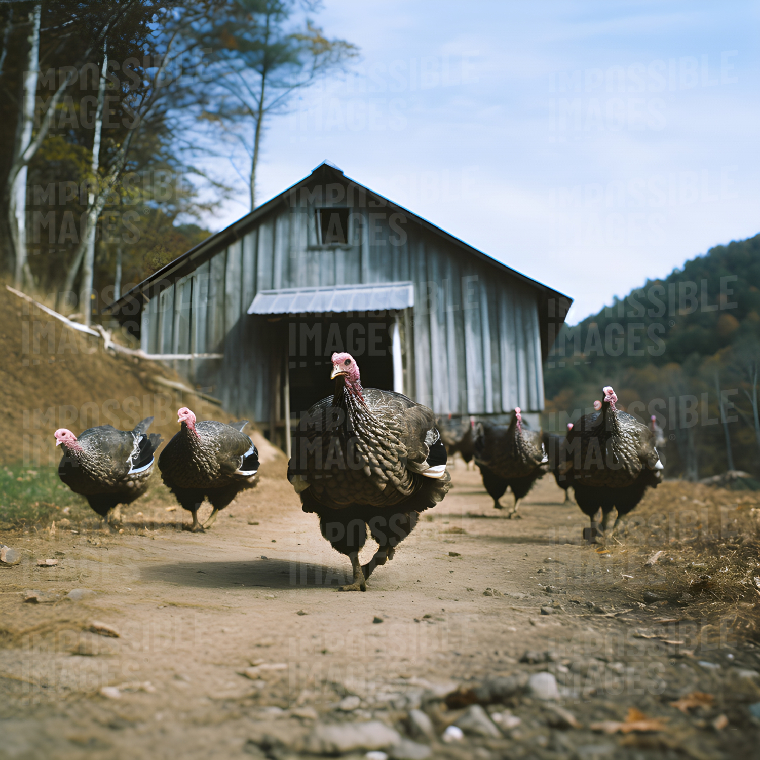 Turkeys escaping the farm before Christmas