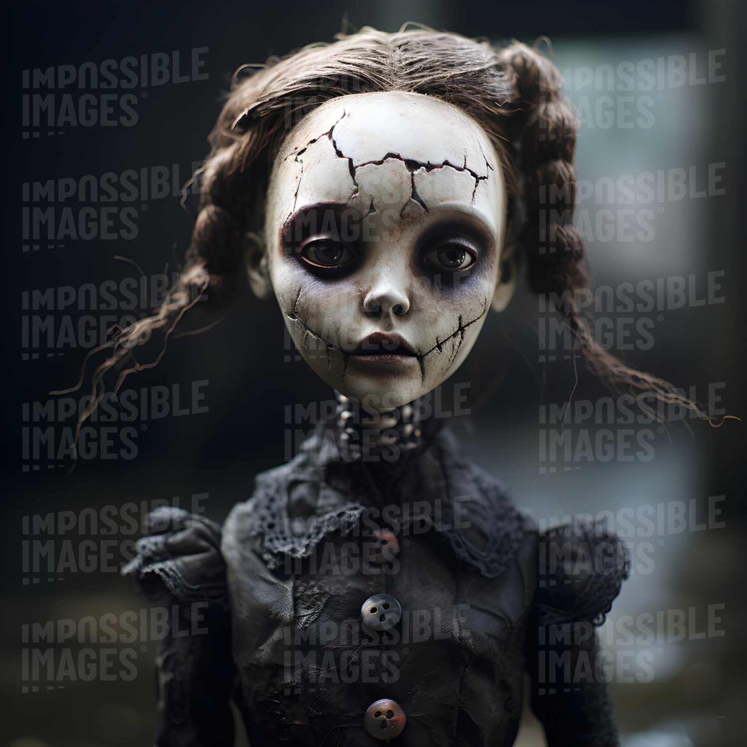 Creepy damaged gothic doll