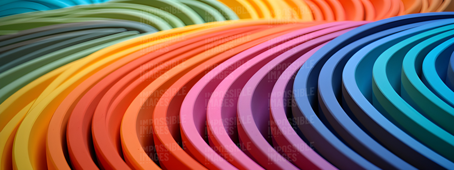 Concentric rainbow coloured foam rings