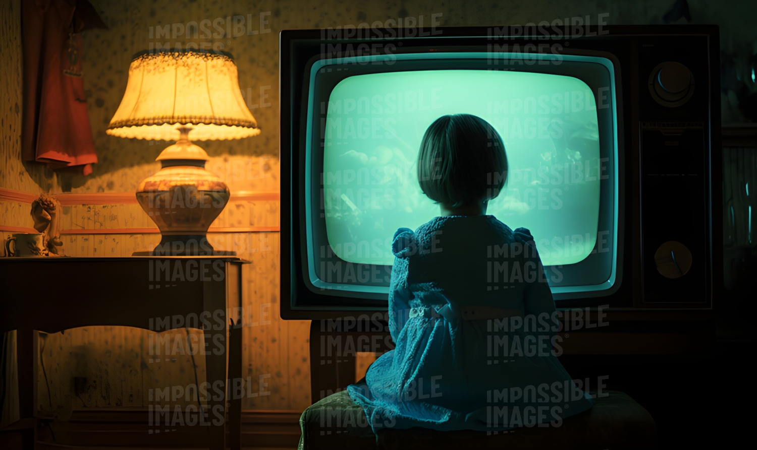 A child glued to the TV screen