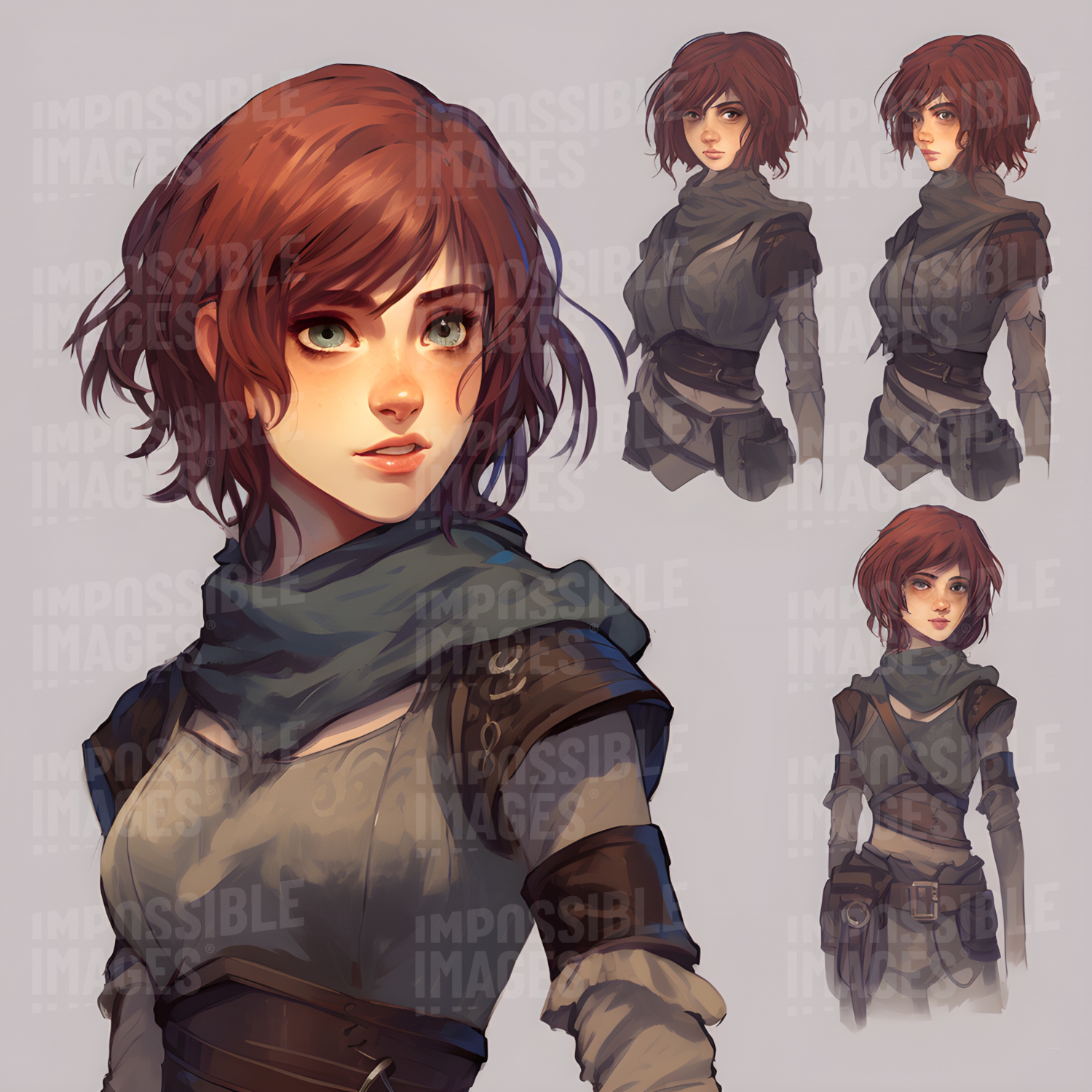 Concept art for an anime fantasy adventuress -  A young female anime character embarks on a thrilling fantasy adventure, with concept art depicting her journey.