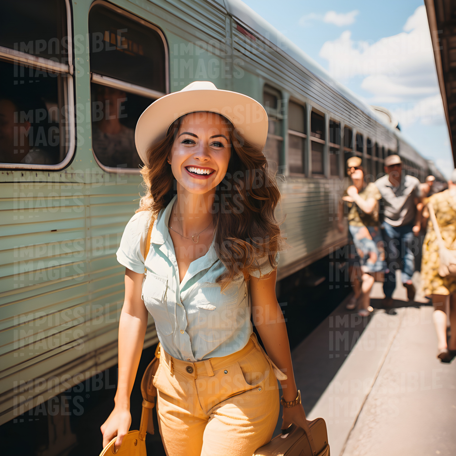A woman going on an adventure by train
